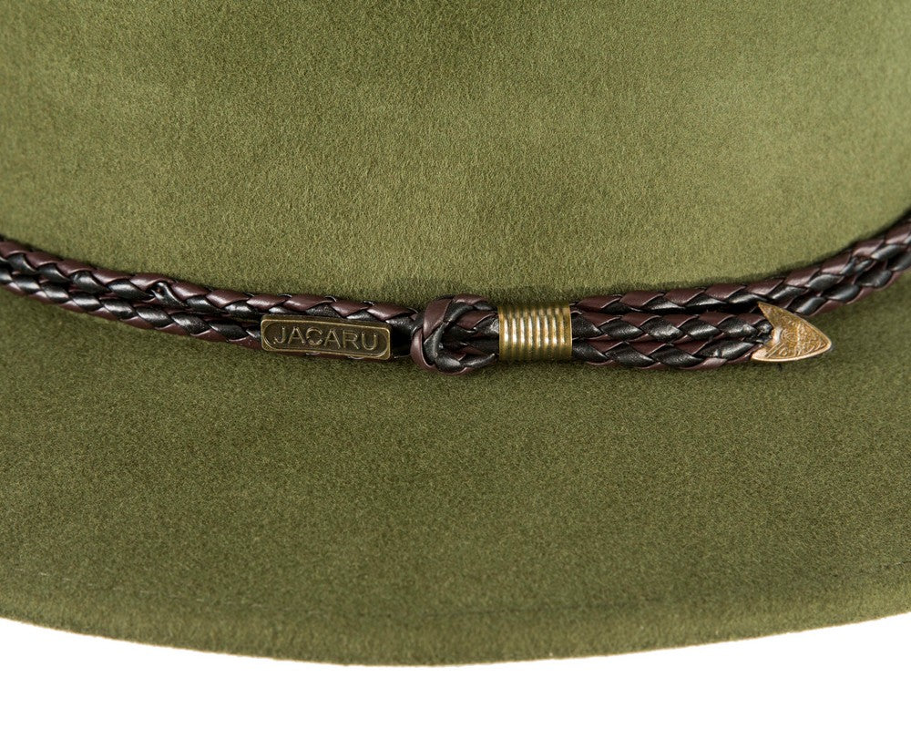 Unisex Green Fedora Felt Wide Brim Crushable Hat