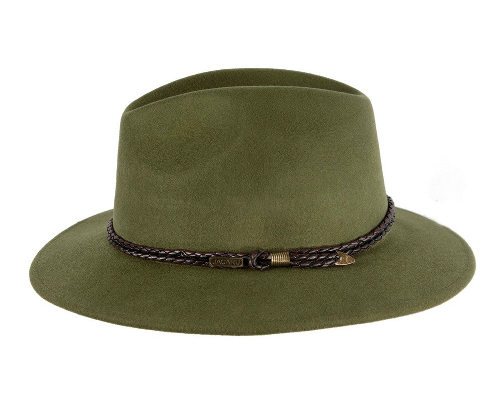 Unisex Green Fedora Felt Wide Brim Crushable Hat