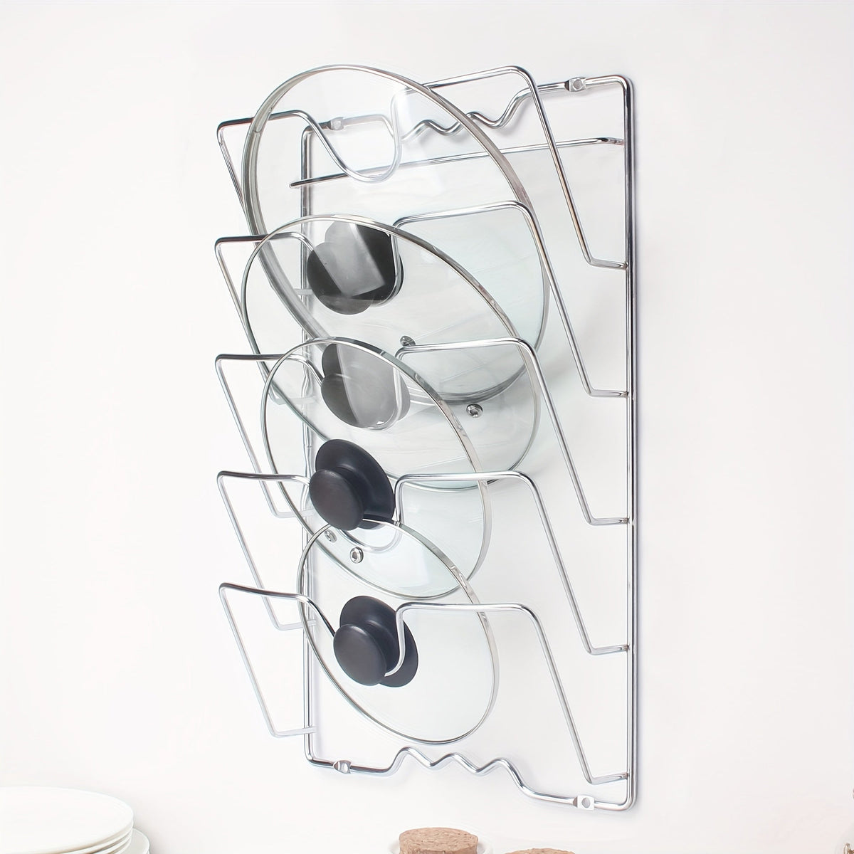 Wall-Mounted Multifunctional Kitchen Pot And Lid Rack