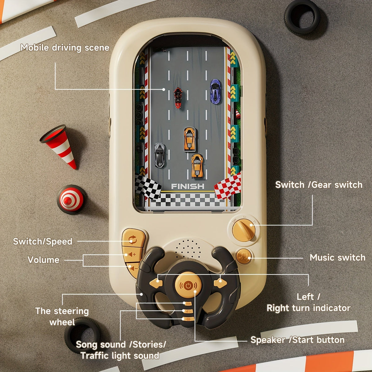 Racing Steering Wheel Toy for Kids Interactive Play
