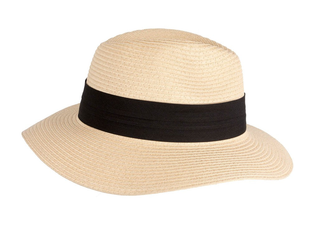 Unisex Black Wide Brim Summer Fedora Hat AV61674NT