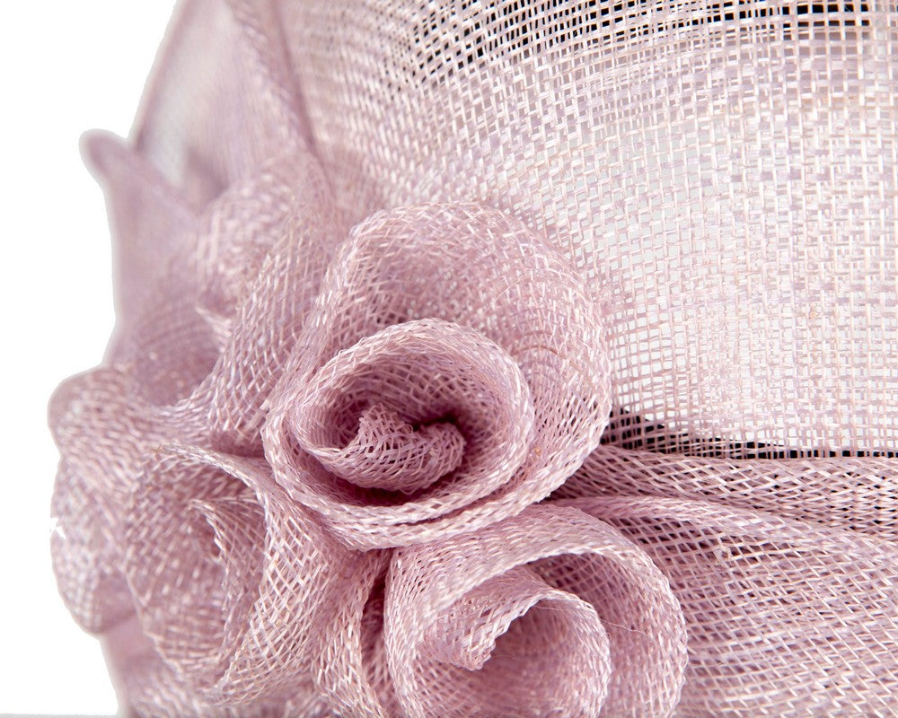 Lilac Sinamay Cloche Hat with Flower Trim