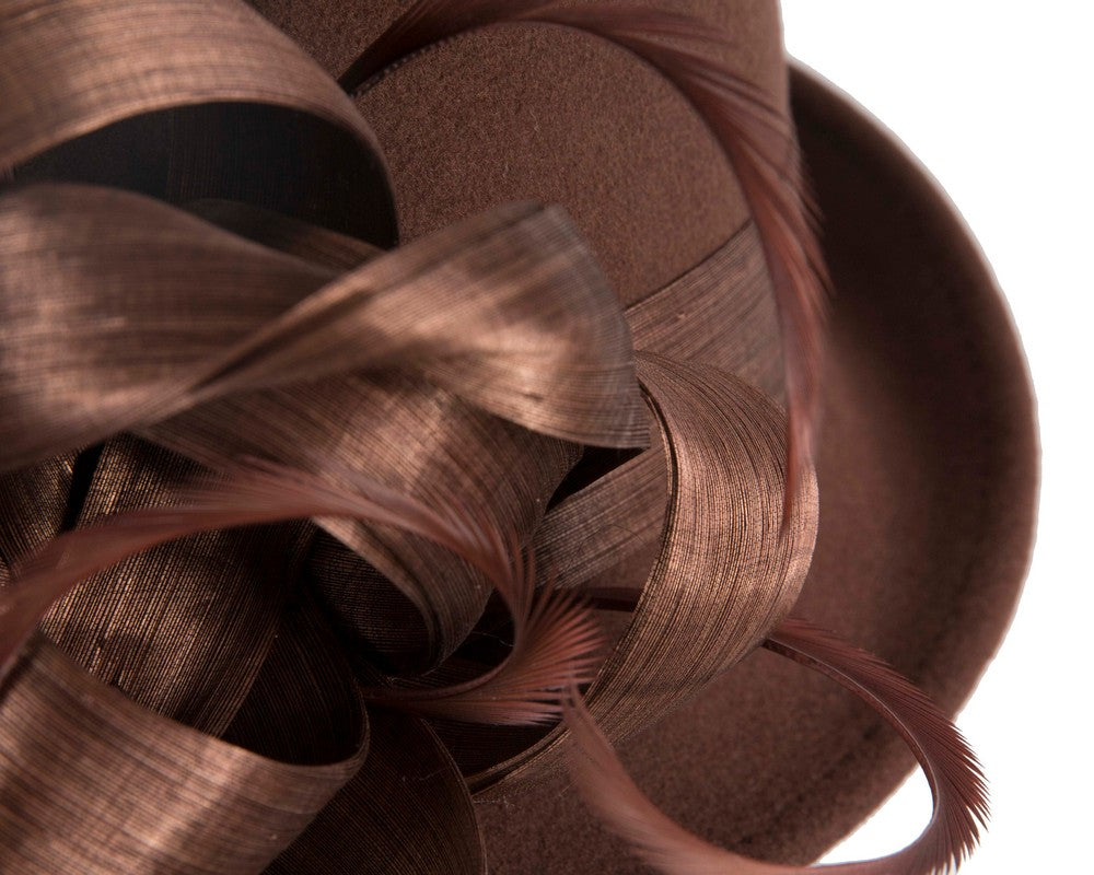 Exclusive chocolate brown cloche winter hat by Fillies Collection