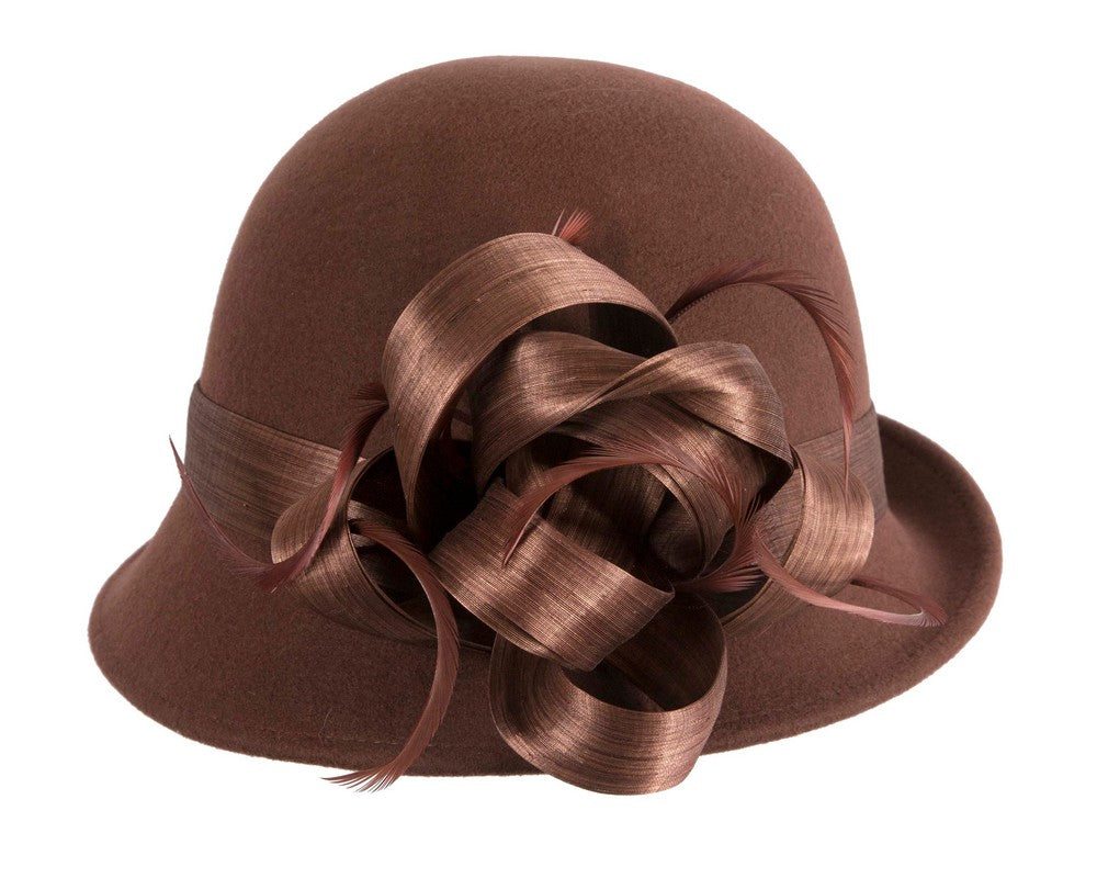 Exclusive chocolate brown cloche winter hat by Fillies Collection