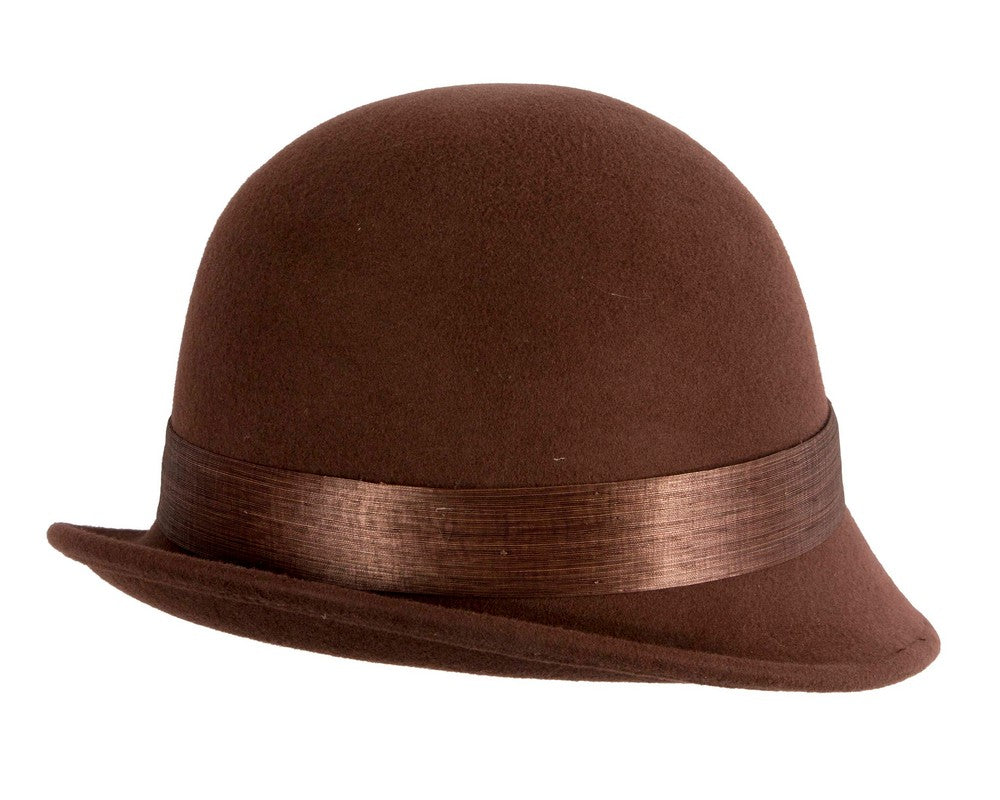 Exclusive chocolate brown cloche winter hat by Fillies Collection