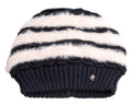 European made navy and ivory beanie