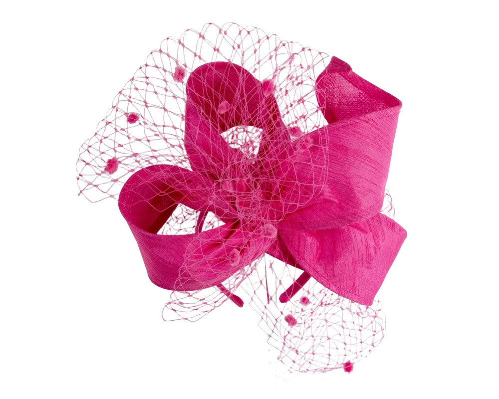 Fuchsia Pillbox Fascinator with Veiling by Max Alexander