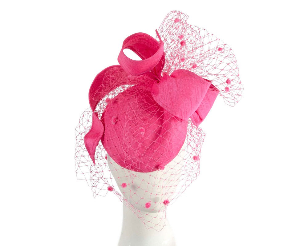 Fuchsia Pillbox Fascinator with Veiling by Max Alexander