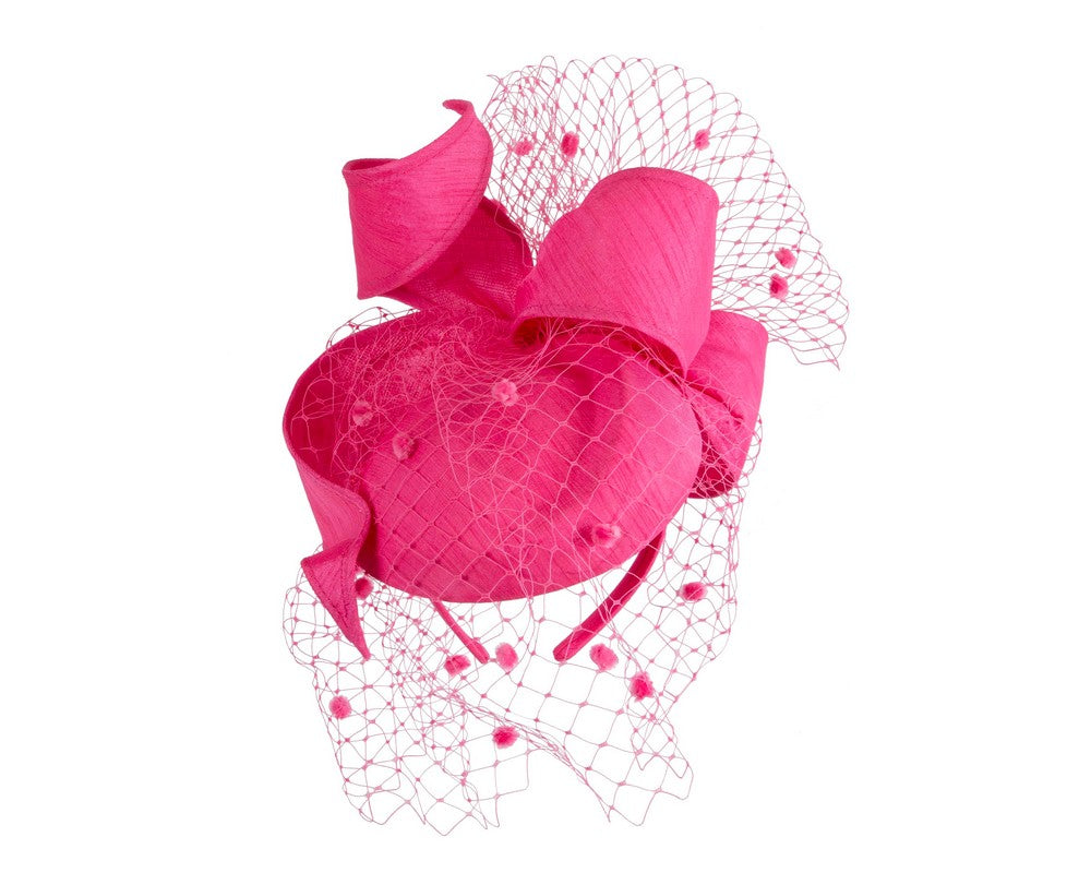 Fuchsia Pillbox Fascinator with Veiling by Max Alexander