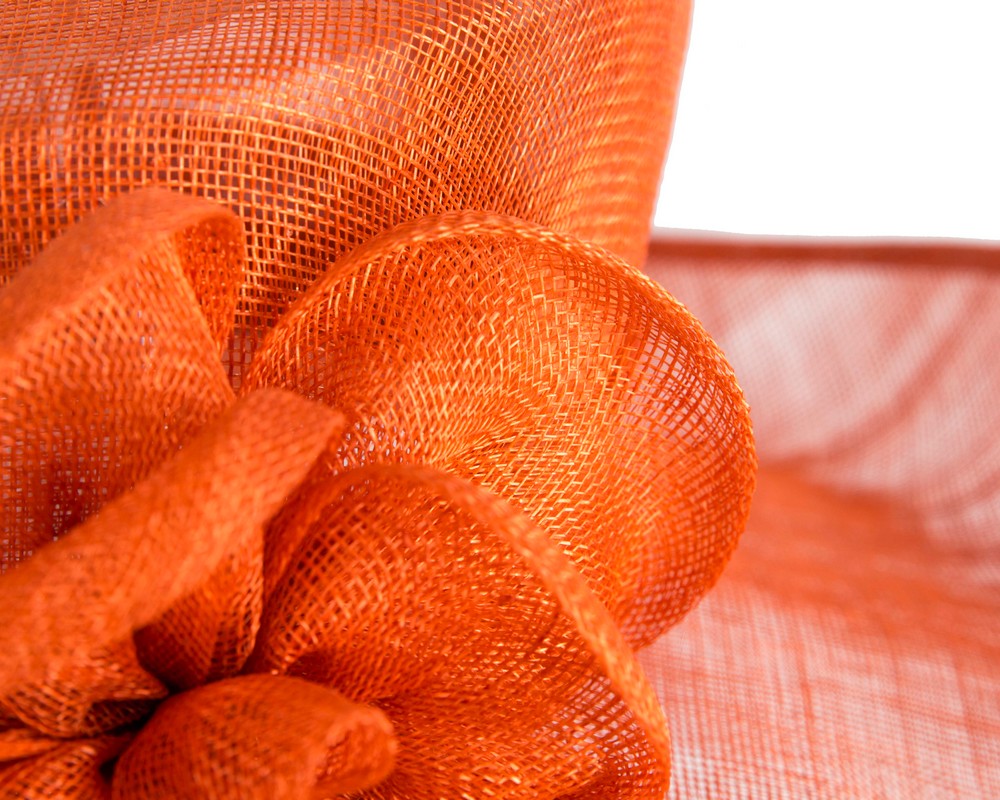 Orange wide brim sinamay fashion hat by Max Alexander