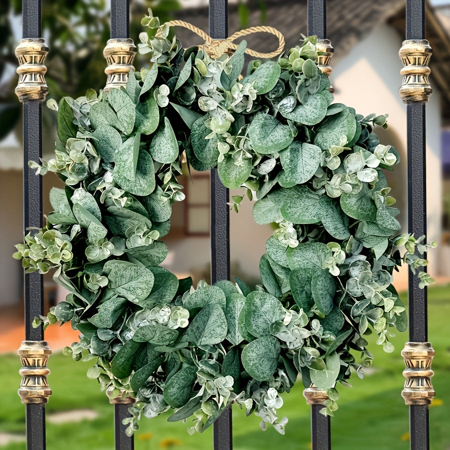 2pcs Evergreen Ramadan Artificial Eucalyptus Wreaths for Spring Decor